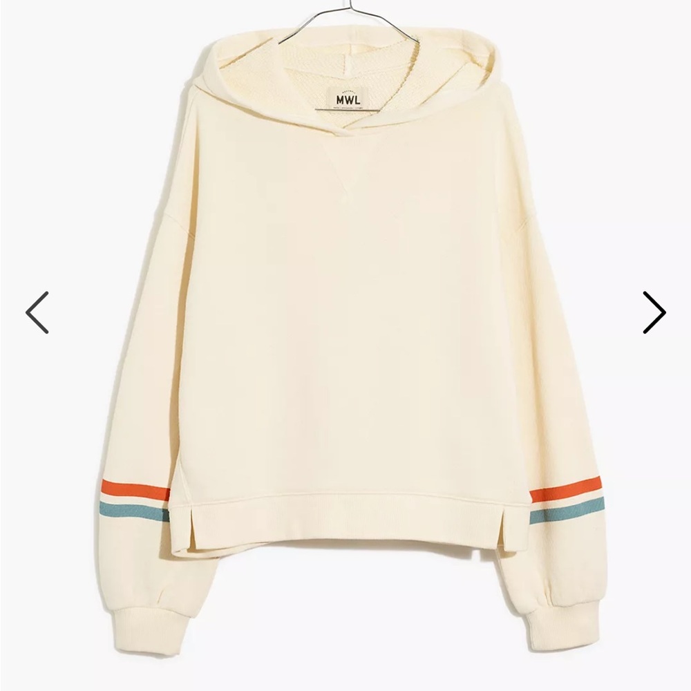 Madewell MWL Airyterry Hoodie Sweatshirt: Stripe-Sleeve Edition